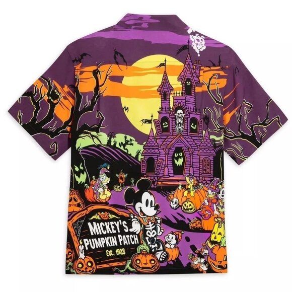 Disney Mickey Mouse & Friends Halloween Print Button Front SS Shirt - Men Medium - Picture 7 of 11